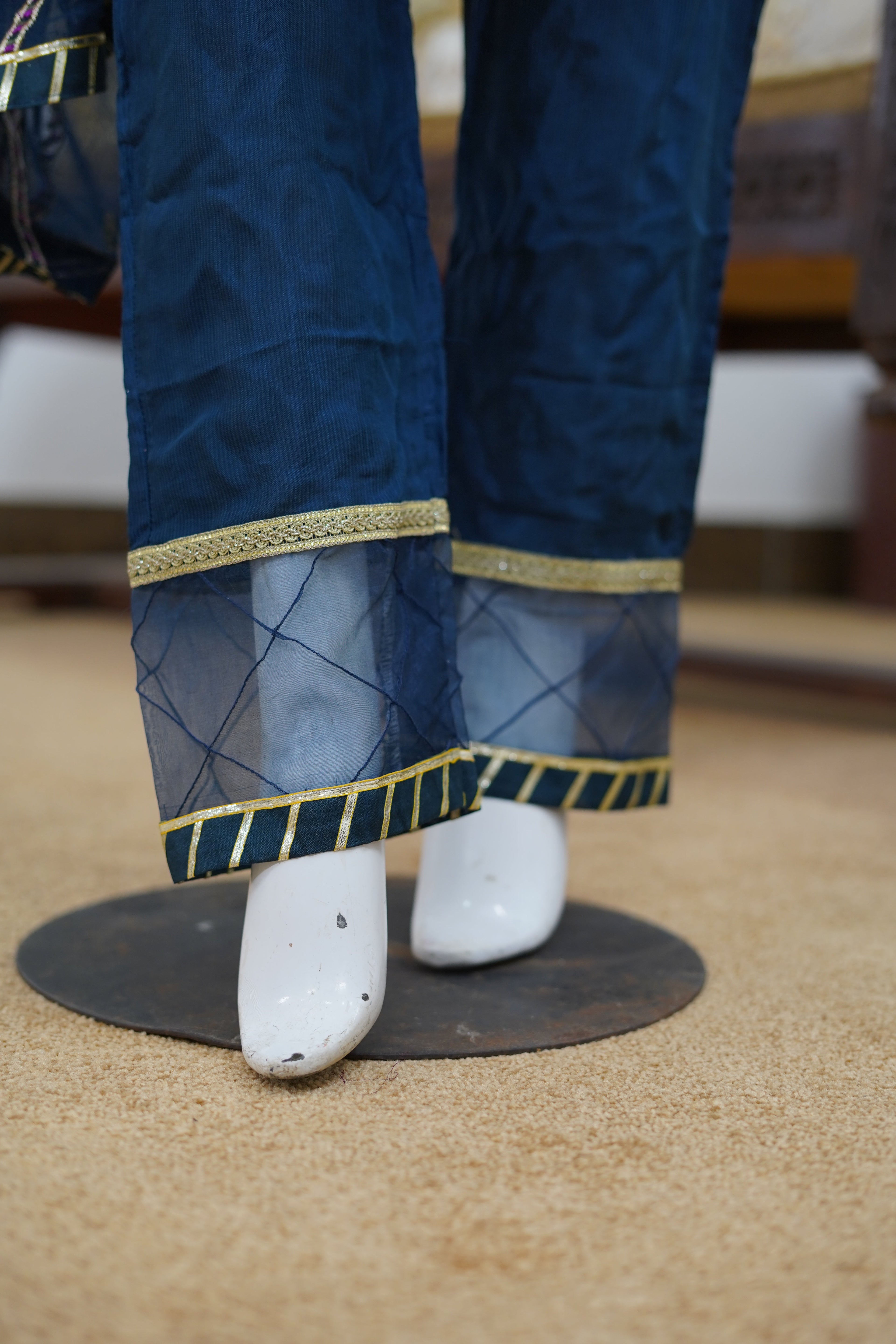 Adriatic Blue Chiffon Embroidered 3-Piece Unstitched Suit