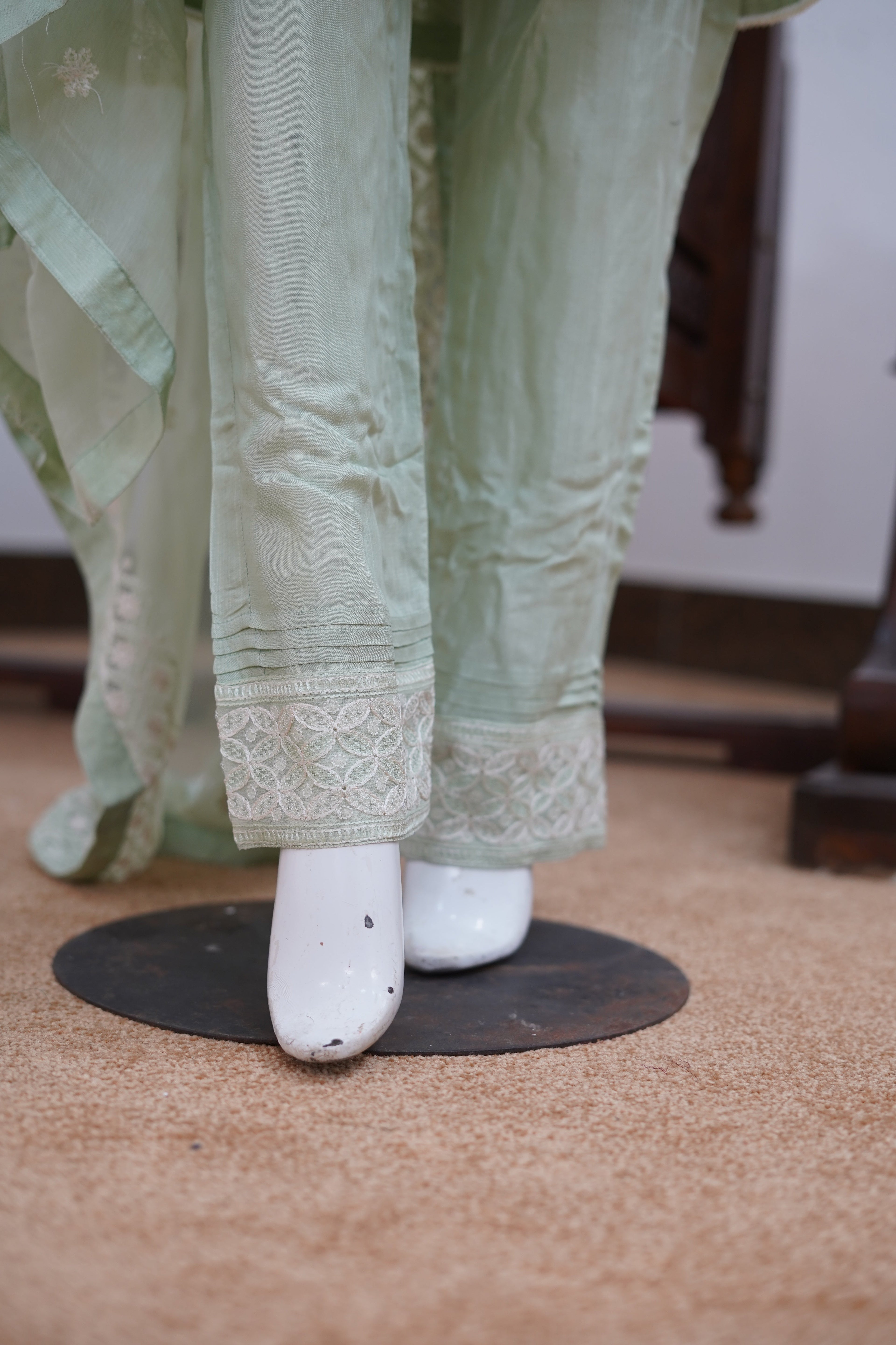 Mint Green Chiffon Embroidered 3 Piece Unstitched Suit