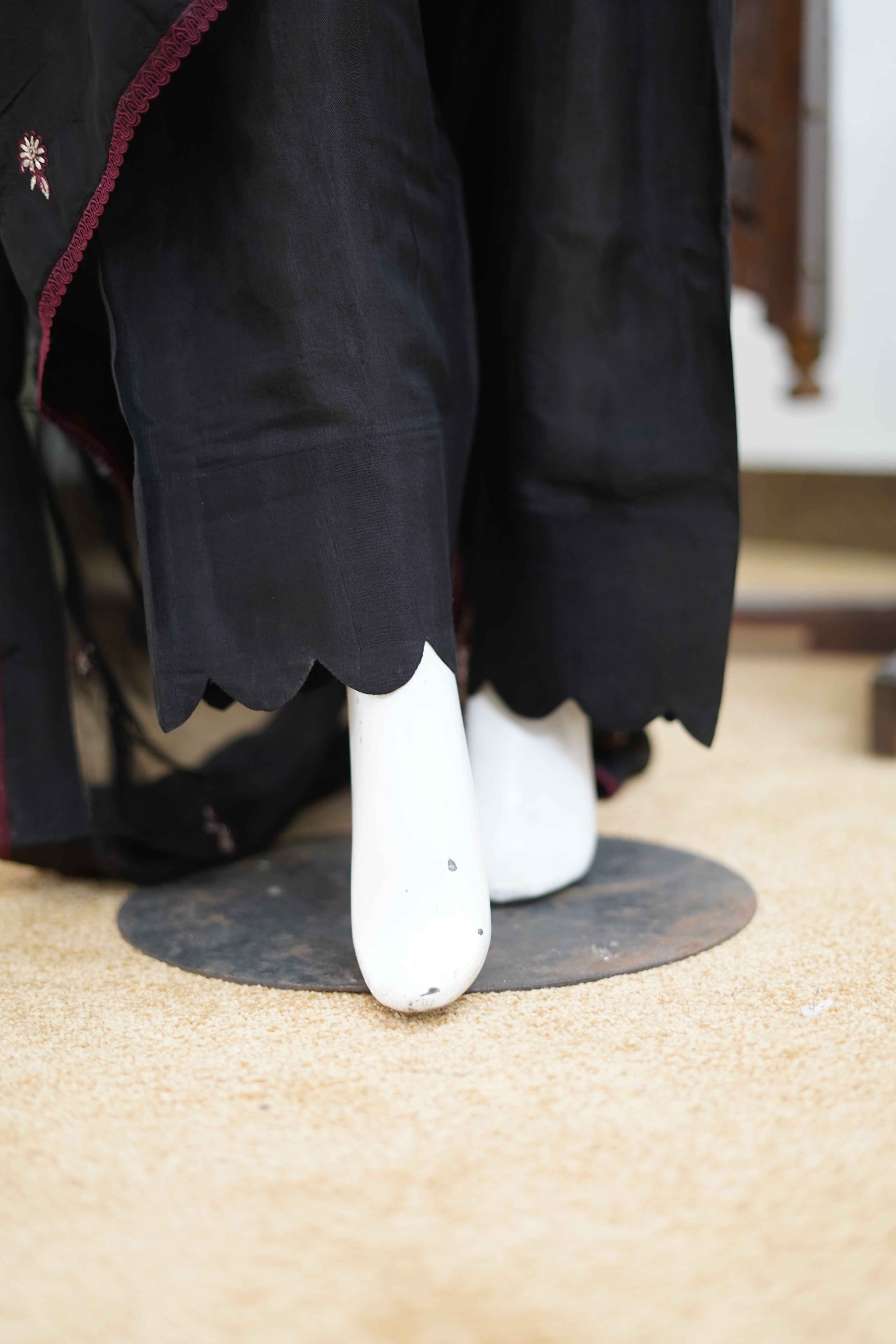 Black Raw silk  Embroidered 3-Piece Unstitched Suit