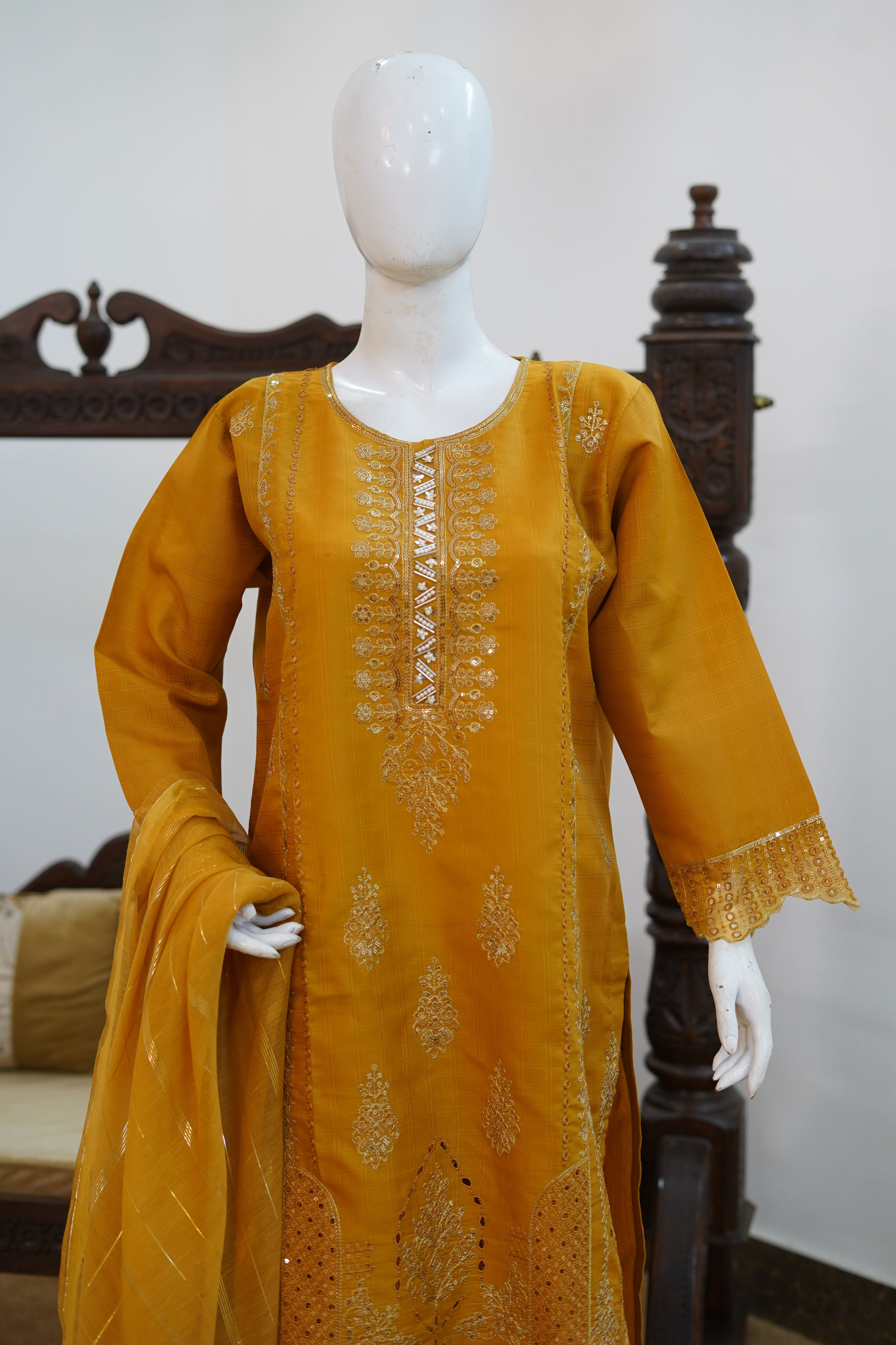 Deep Ochre Cotton 3 Piece Suit