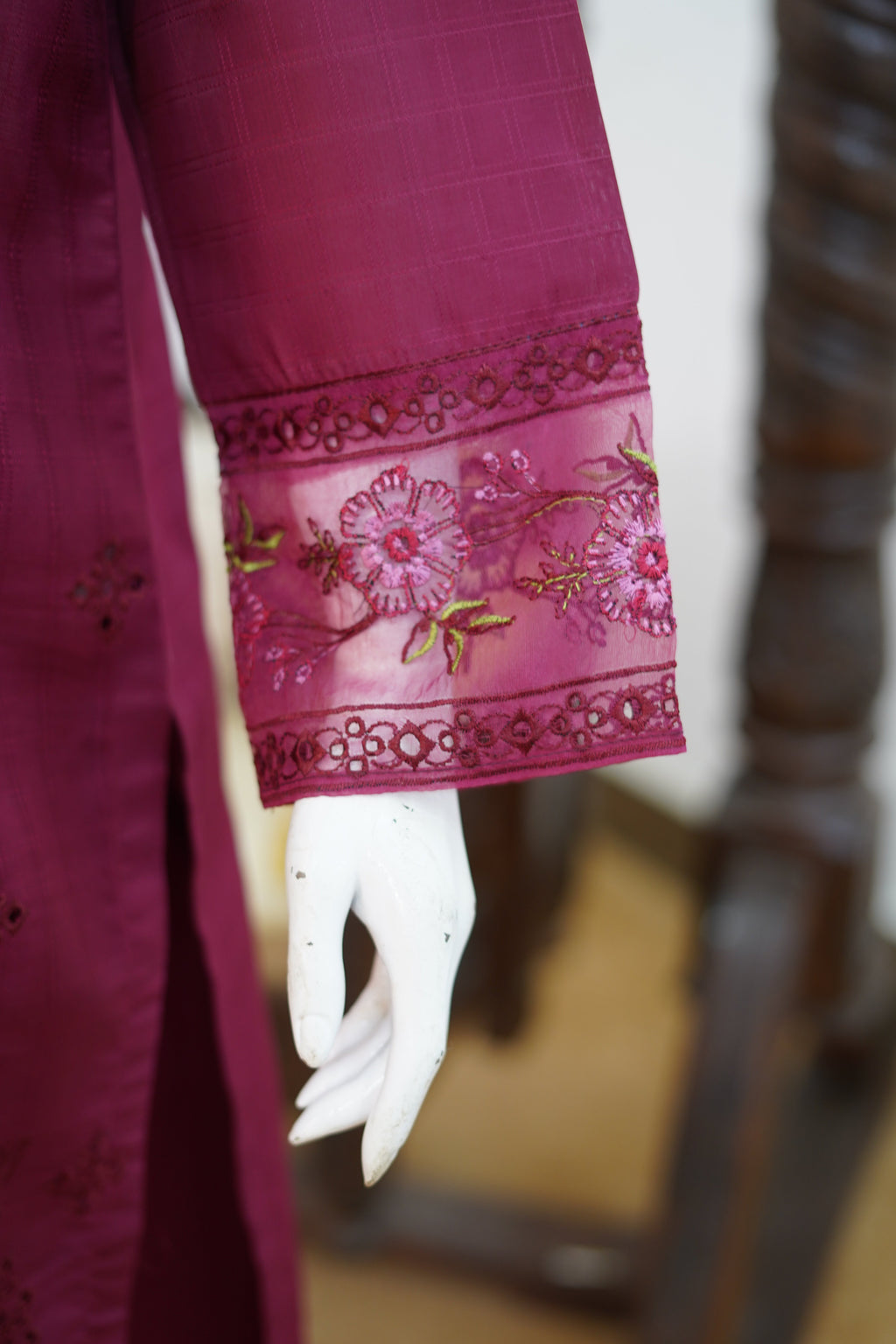 Royal Burgundy Cotton 3 Piece Suit