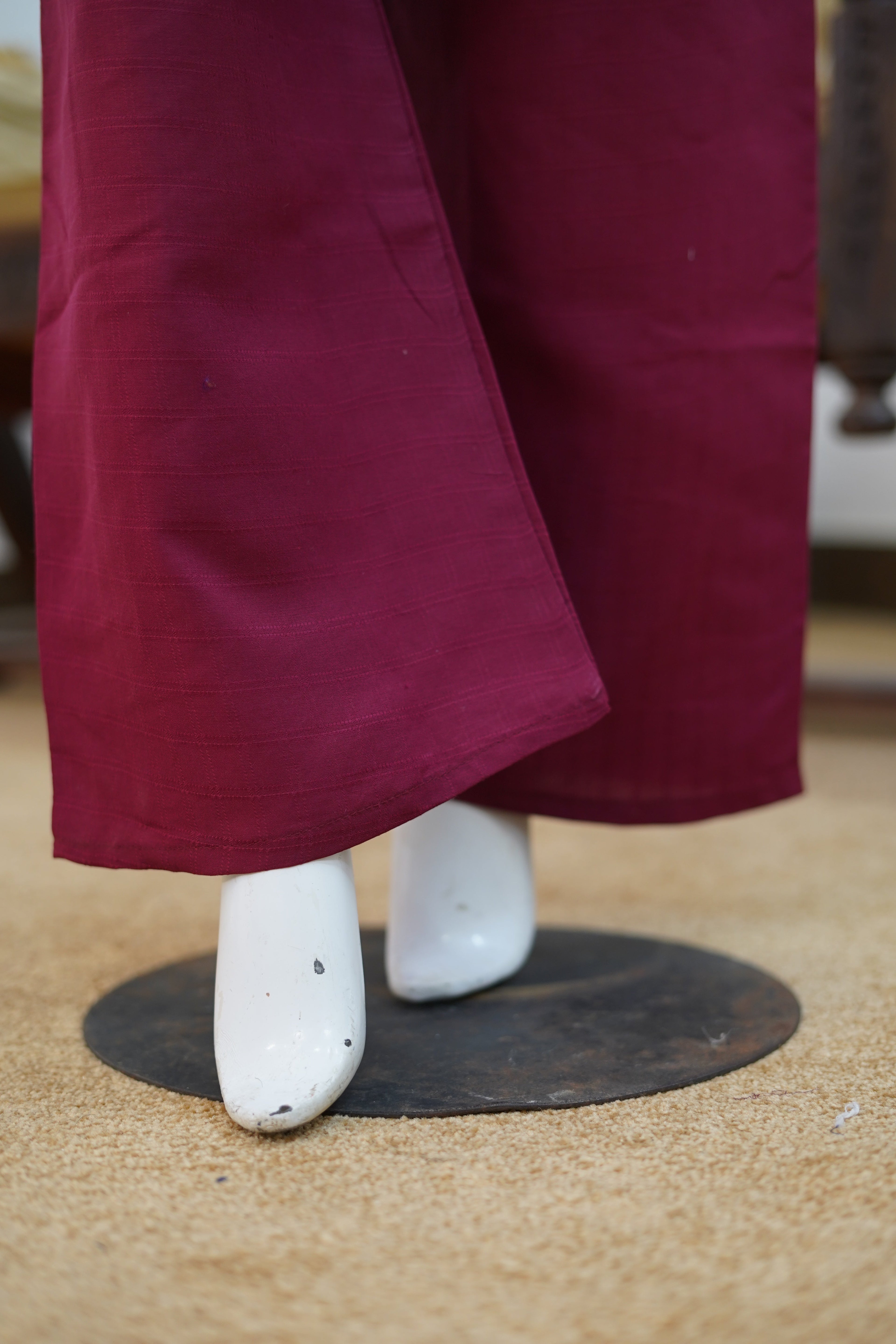 Royal Burgundy Cotton 3 Piece Suit