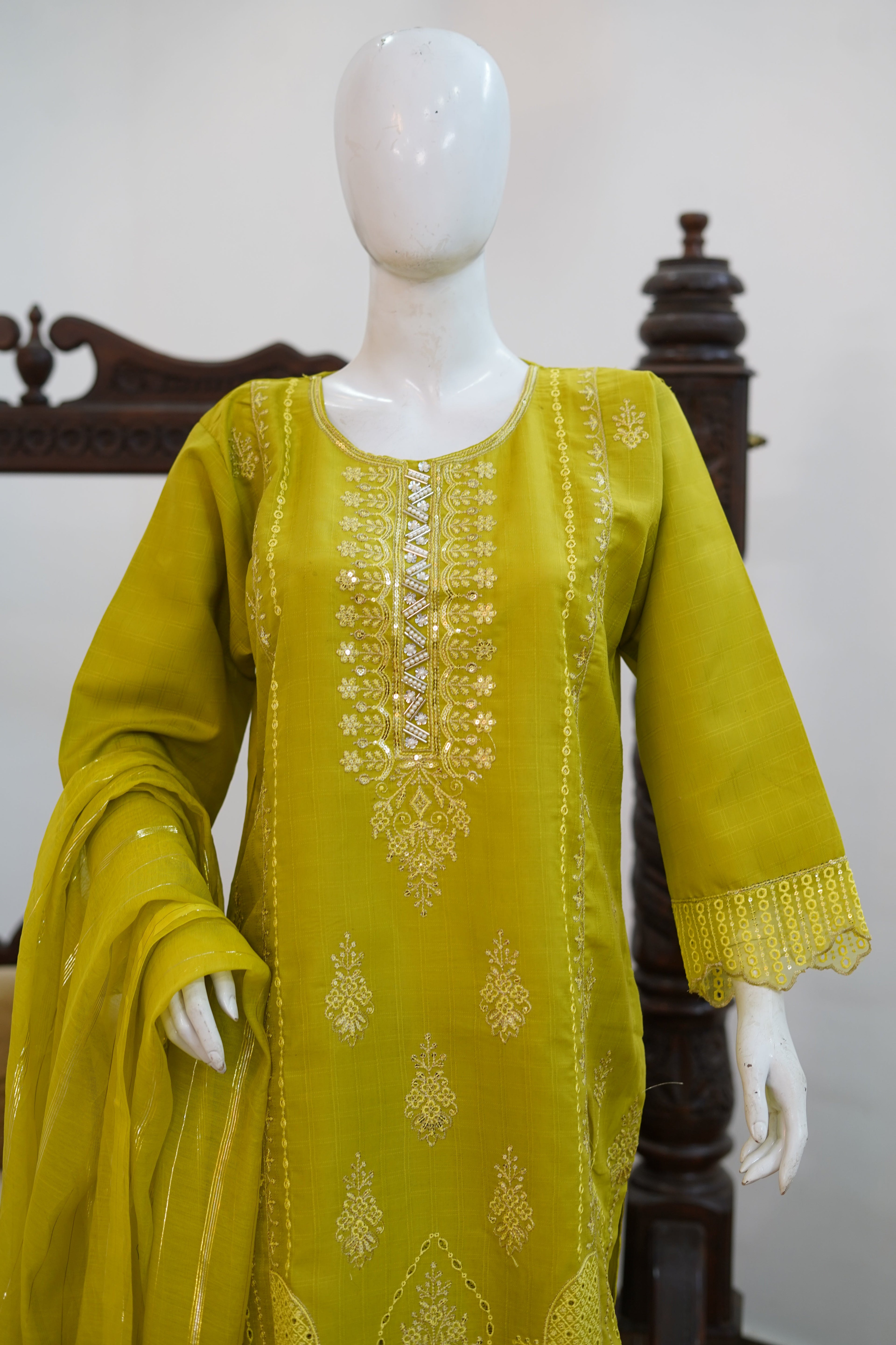 Citrus Olive Cotton 3 Piece Suit