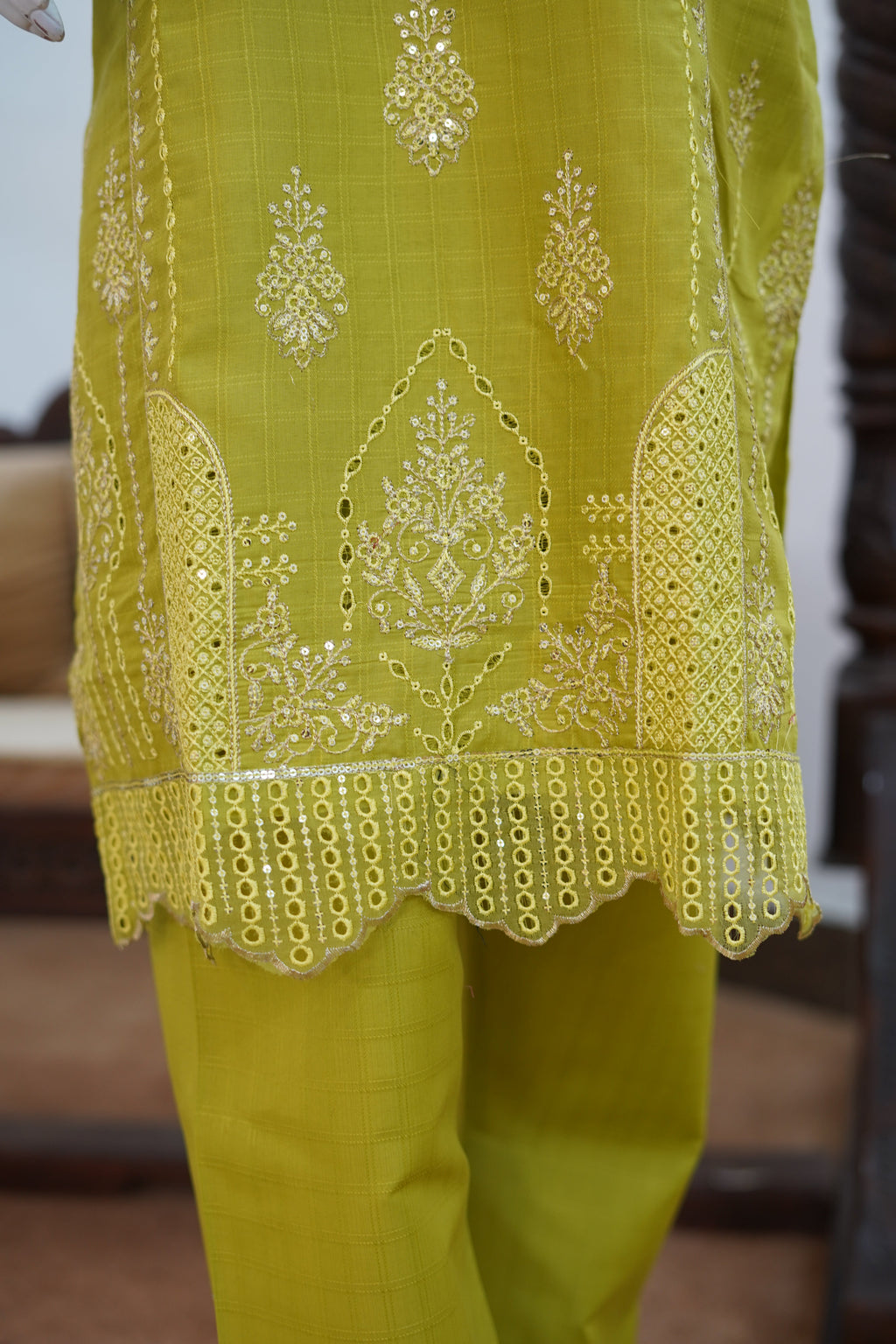 Citrus Olive Cotton 3 Piece Suit
