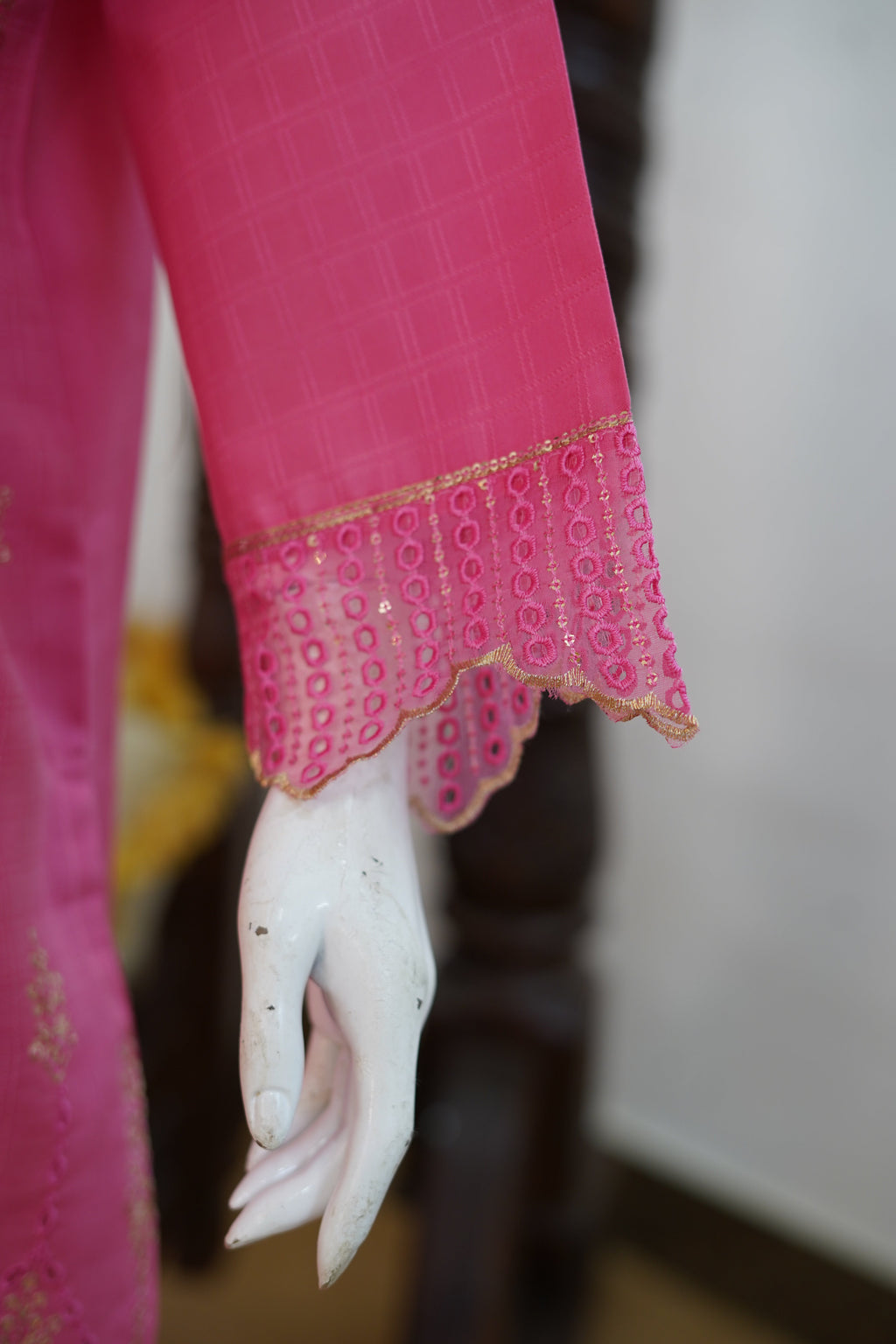 Rosy Pink Cotton 3 Piece Suit