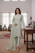 Mint Green Chiffon Embroidered 3 Piece Unstitched Suit