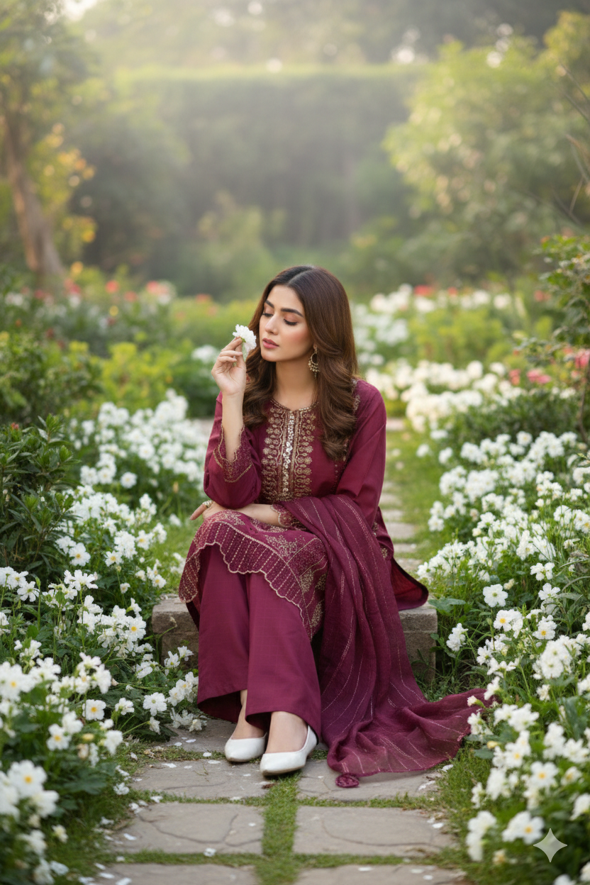 Rich Burgundy Cotton 3 Piece Suit