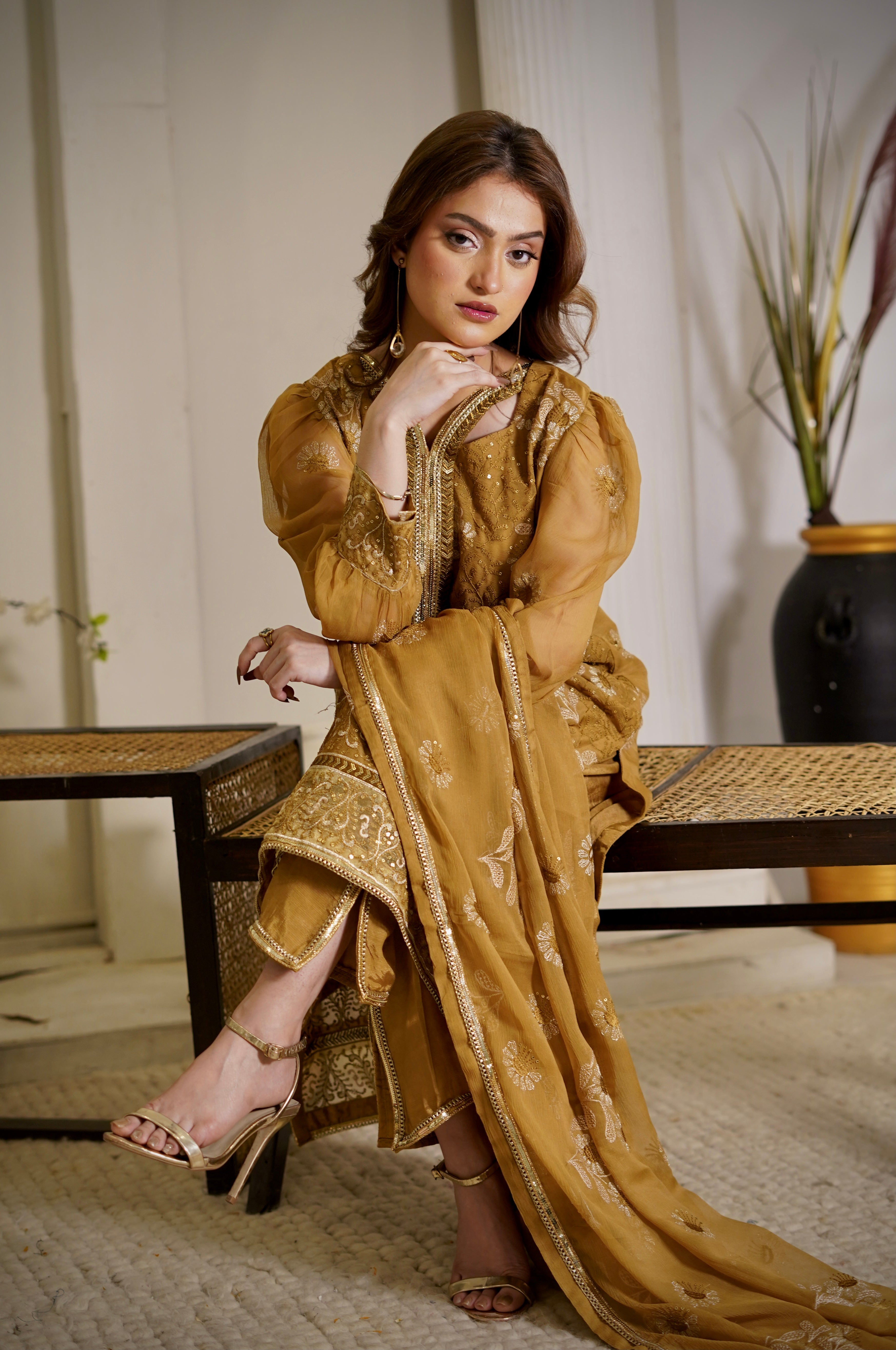 3 Piece Embroidered Chiffon Suit with Chiffon Dupatta & Embroidered Borders Unstitched Suit