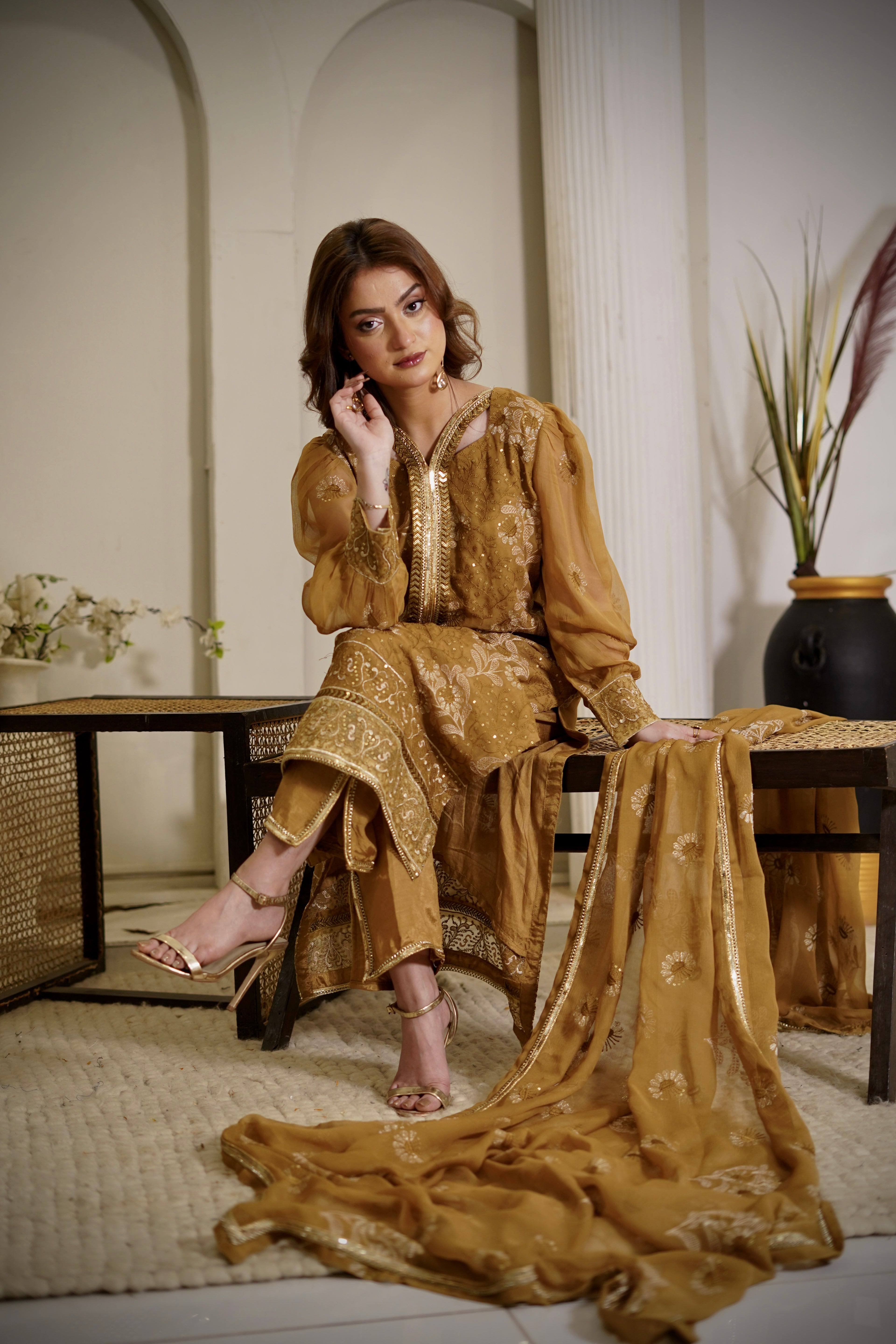 3 Piece Embroidered Chiffon Suit with Chiffon Dupatta & Embroidered Borders Unstitched Suit